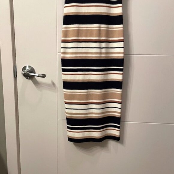 NWT Bardot Striped Sleeveless Bodycon Midi Dress Size XS Square Neck Neutral - Picture 8 of 13